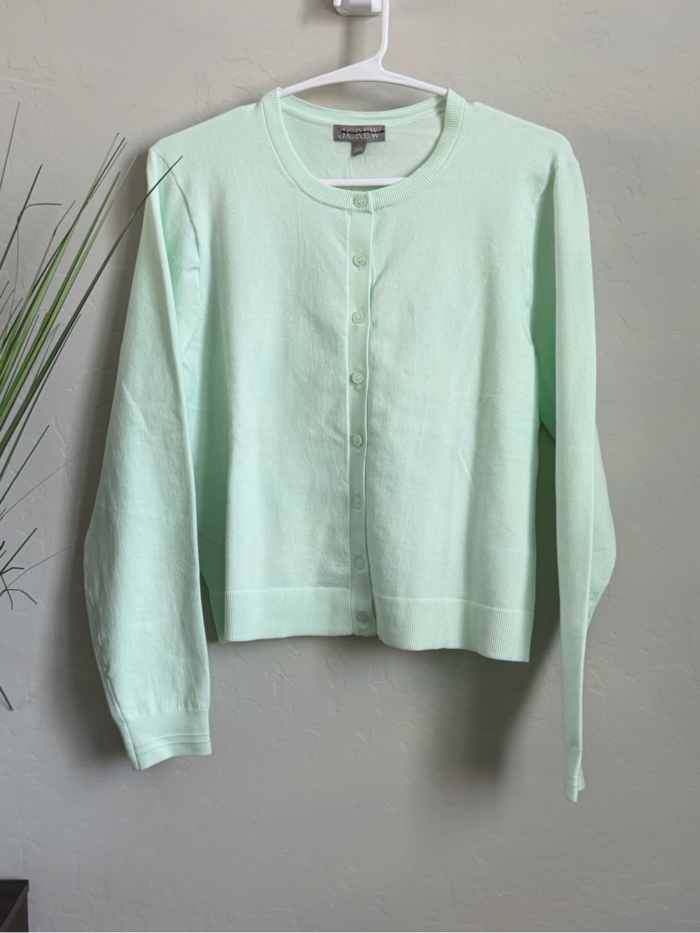 J.Crew Jackie Cardigan Sweater Large Mint Green NWT Classic Button Front